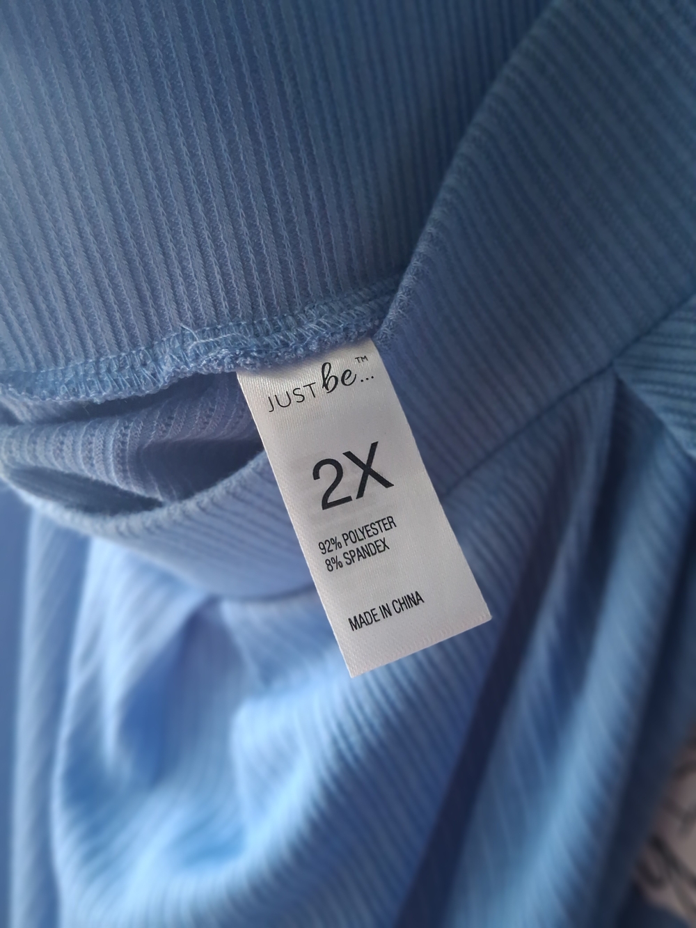 Just Be Light Blue Ribbed Stretch Shirt - 2X